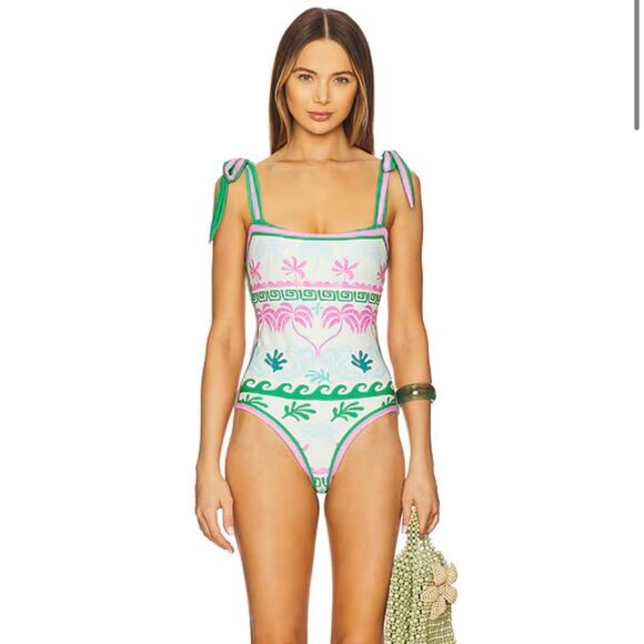 Beach Riot Shona Women's Tropical Palm One-Piece Swimsuit Size S NWOT - Picture 1 of 5